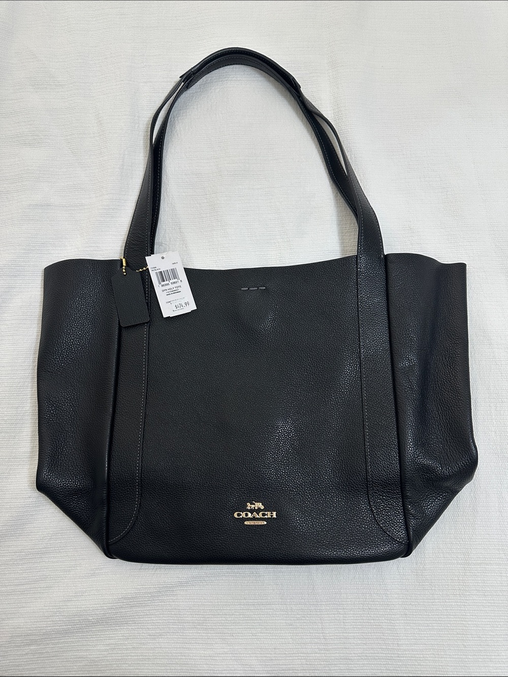 Coach Black Pebbled Leather Tote with Gold Logo
